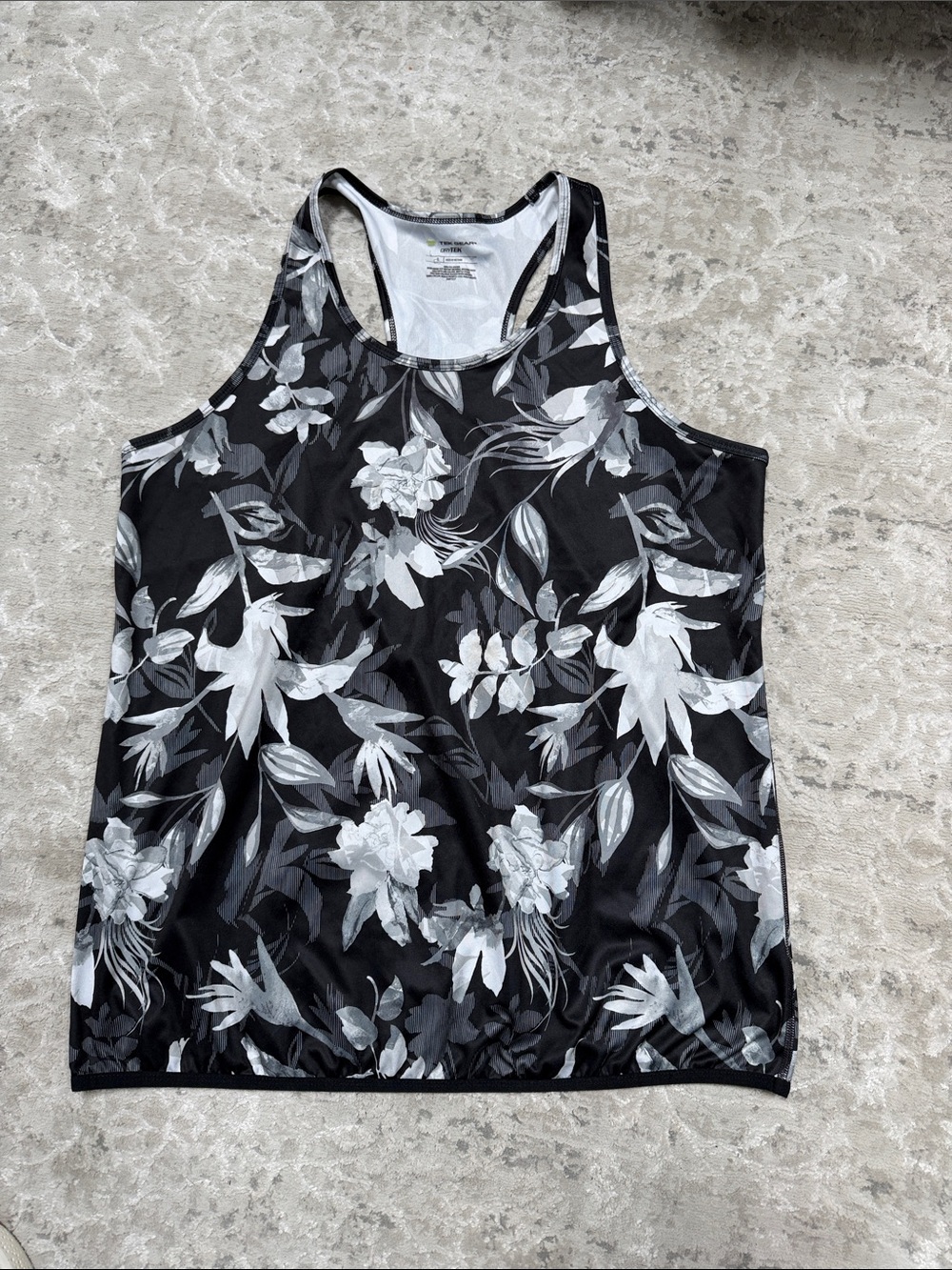 tek gear Black Floral Racerback Tank Top
